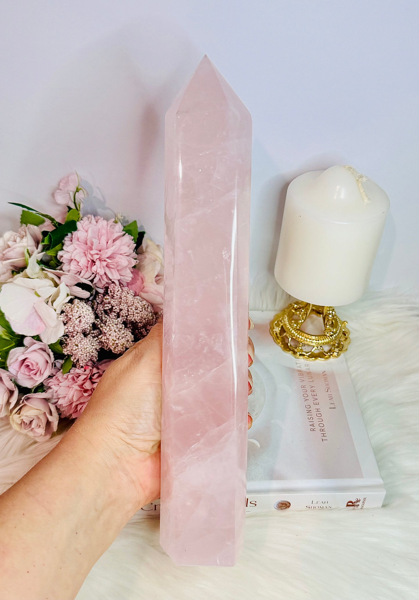 Supports Self Love ~ Huge Incredible Natural Rose Quartz Carved Tower | Generator 27.5cm 1.34KG