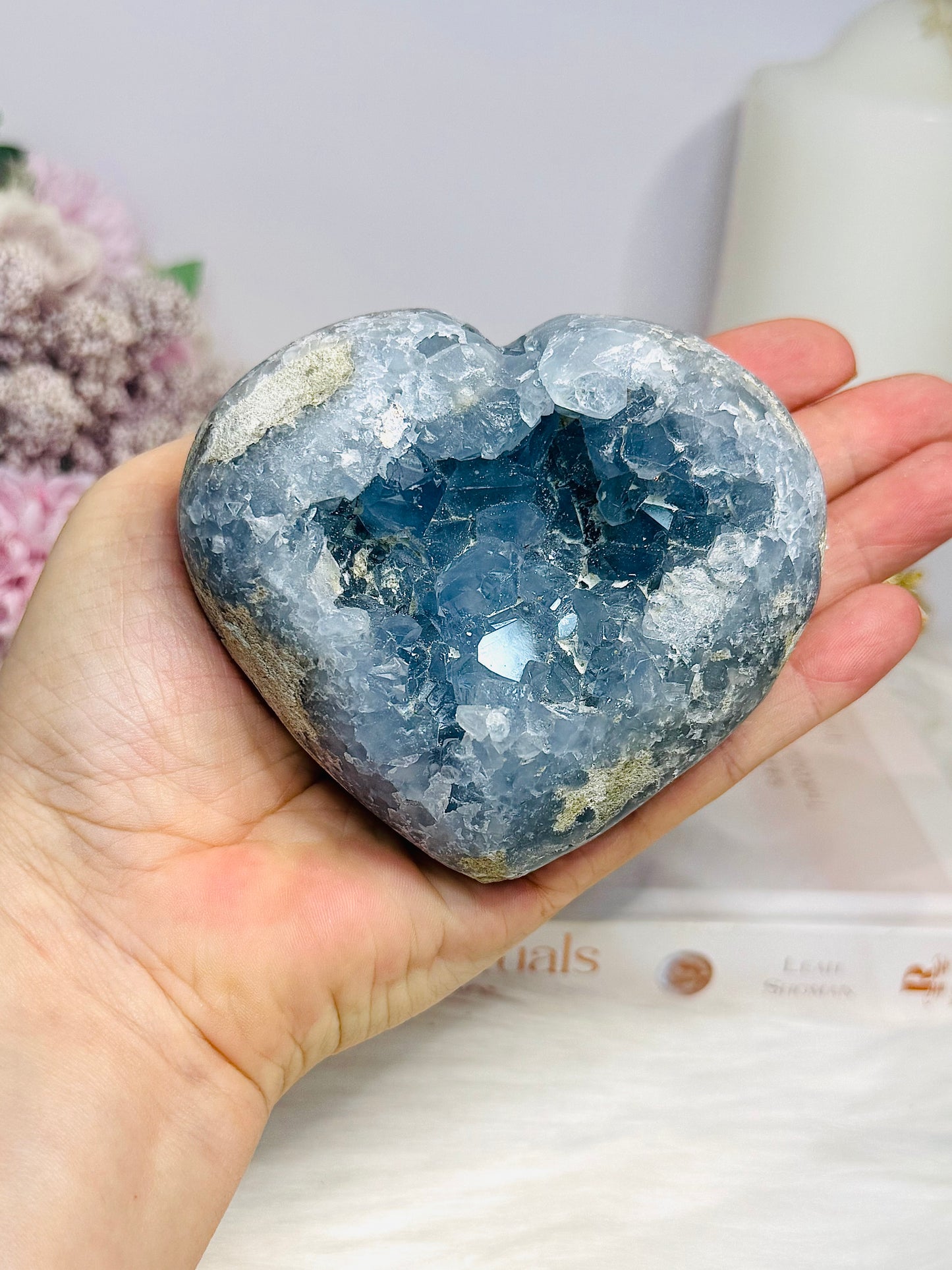 High Grade Blue Celestite Druzy Heart 9cm 663g