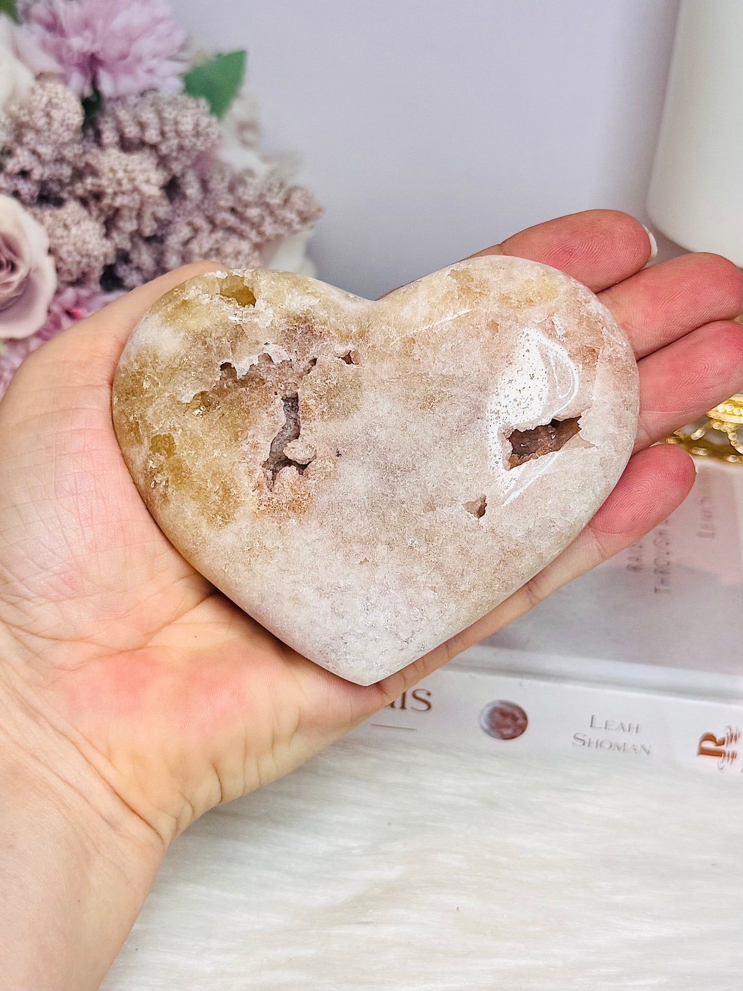 Pink Amethyst Druzy Heart 10cm On Stand