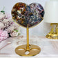 Large High Grade Ocean Jasper Peach Heart on Stand 12cm