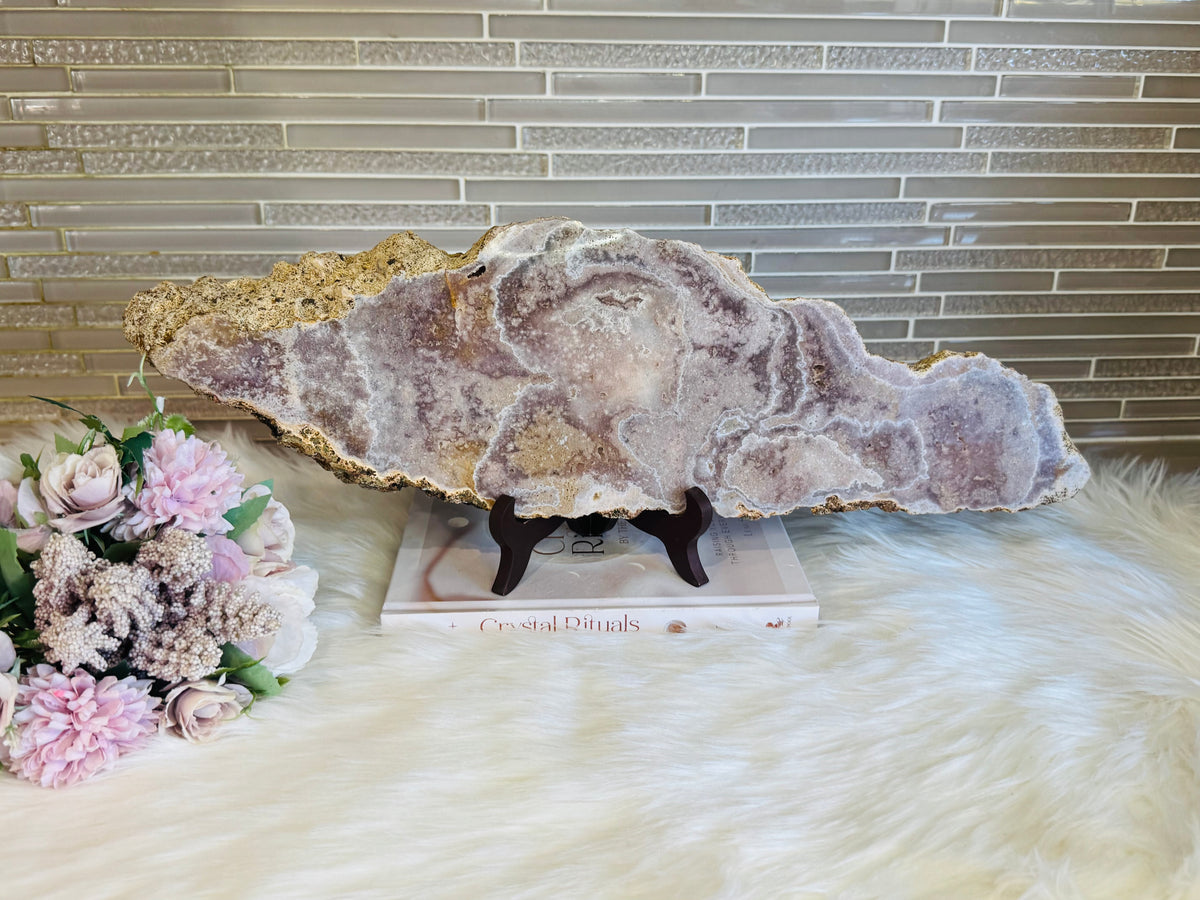 Statement Piece ~ Huge Chunky Pink Amethyst Slab on Stand 2.9KG 19cm