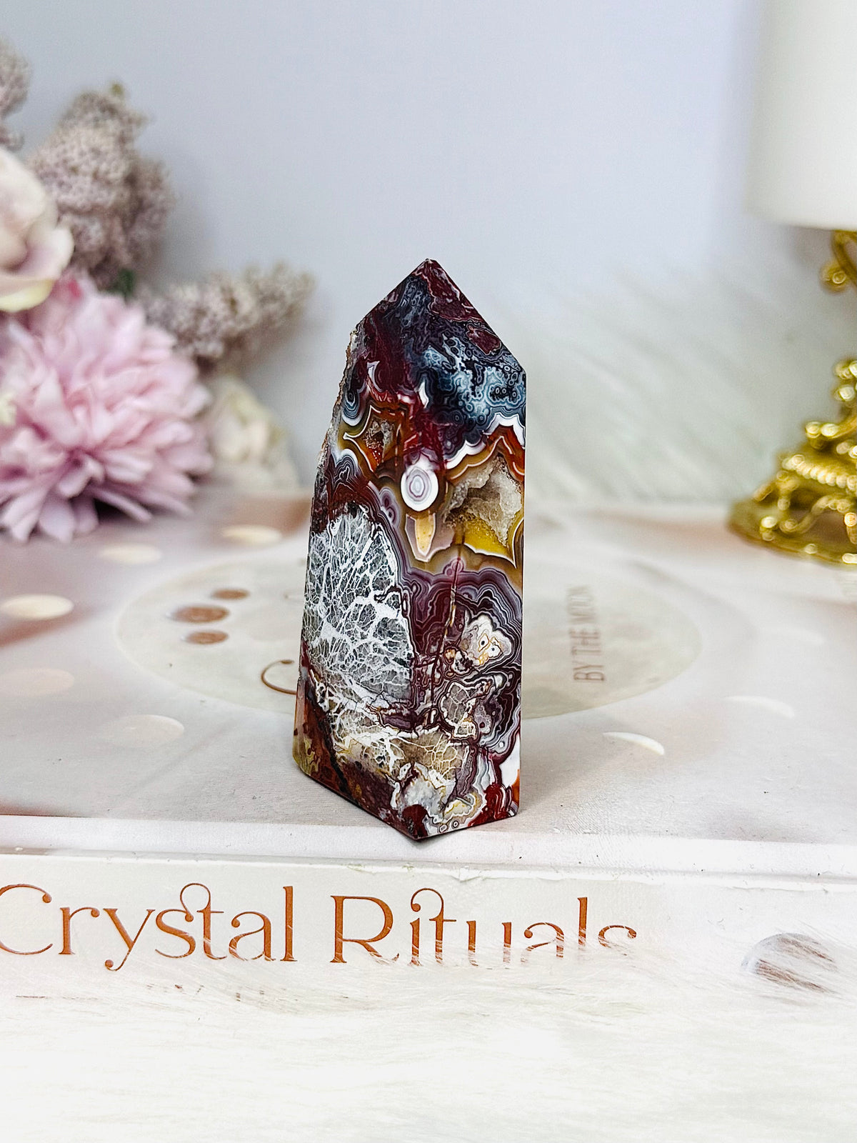 Mexican Lace Druzy Agate Tower 7cm