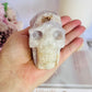 Wow!!! High Grade Incredible Druzy Pink Amethyst Chunky Carved Skull 357grams