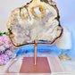 Classy & Fabulous Large 23.5cm 1.5KG Druzy Pink Amethyst Slab On Gorgeous Rose Gold Stand From Brazil