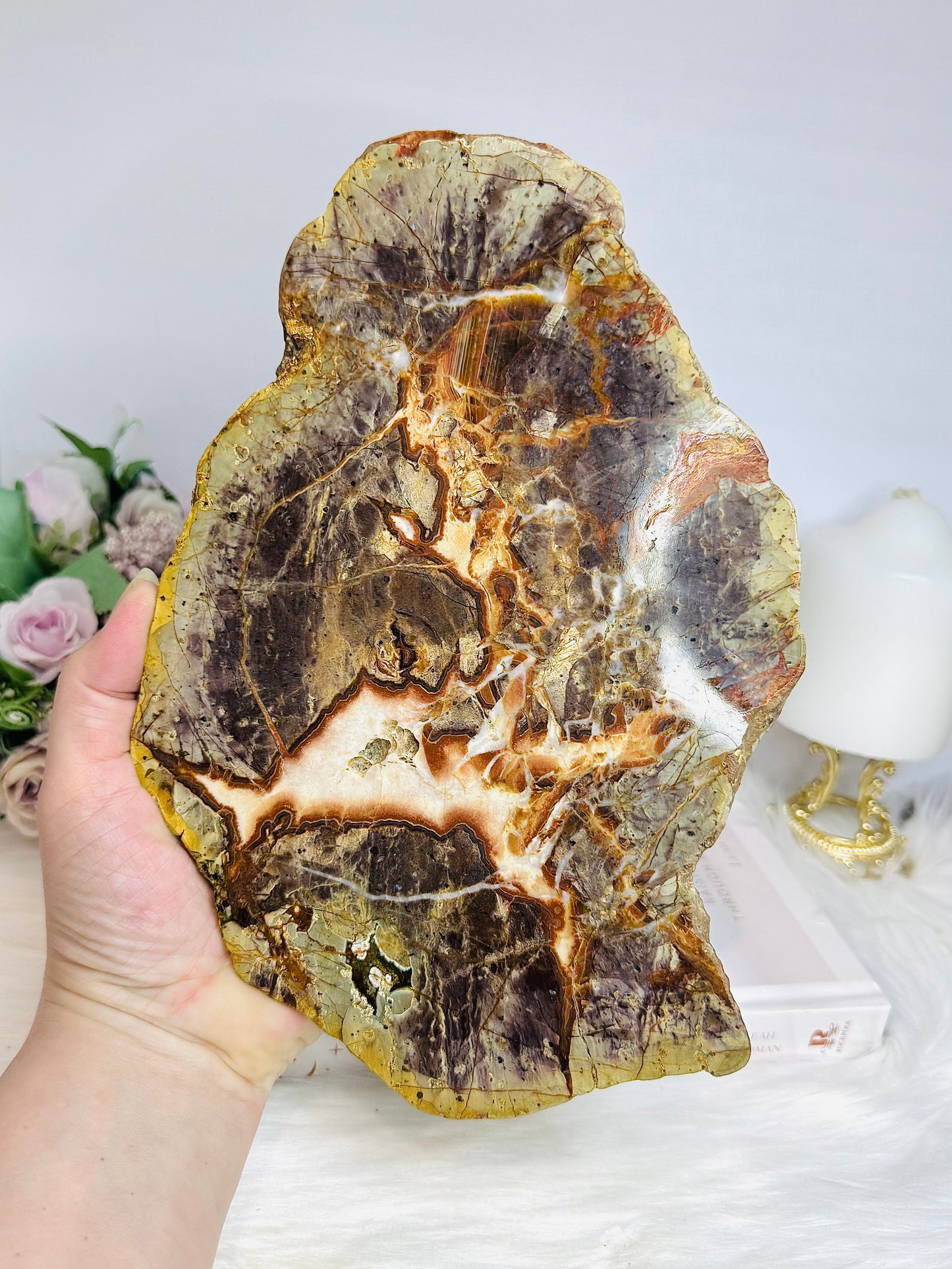 Large Agate Creek Thunder Egg Slab on Stand 25cm