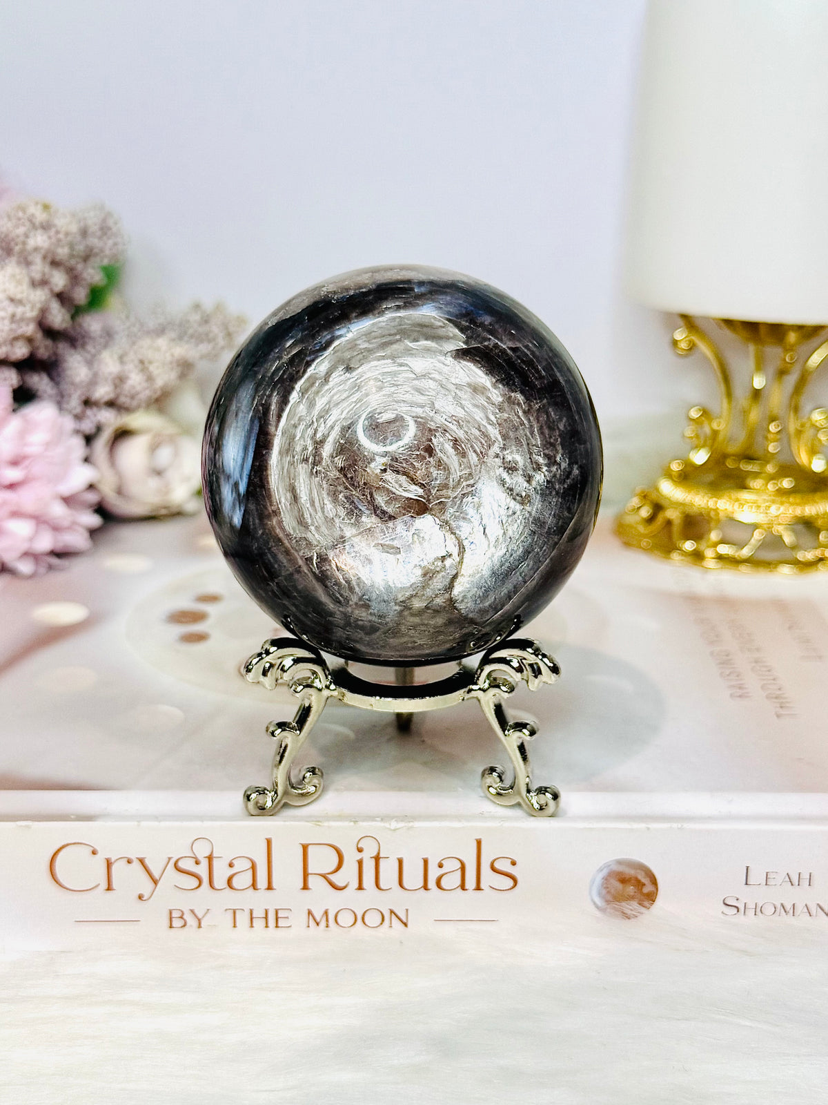 Large Purple Mica Flashy Sphere On Stand 393g