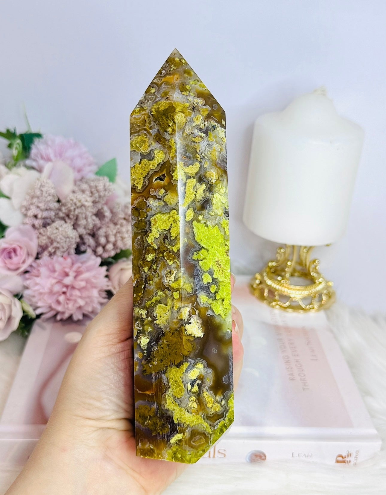 Large Green Opal Druzy Chunky Tower 18cm 668g