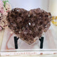 Magnificent 15cm Wide Amethyst Cluster Carved Heart On Custom Stand