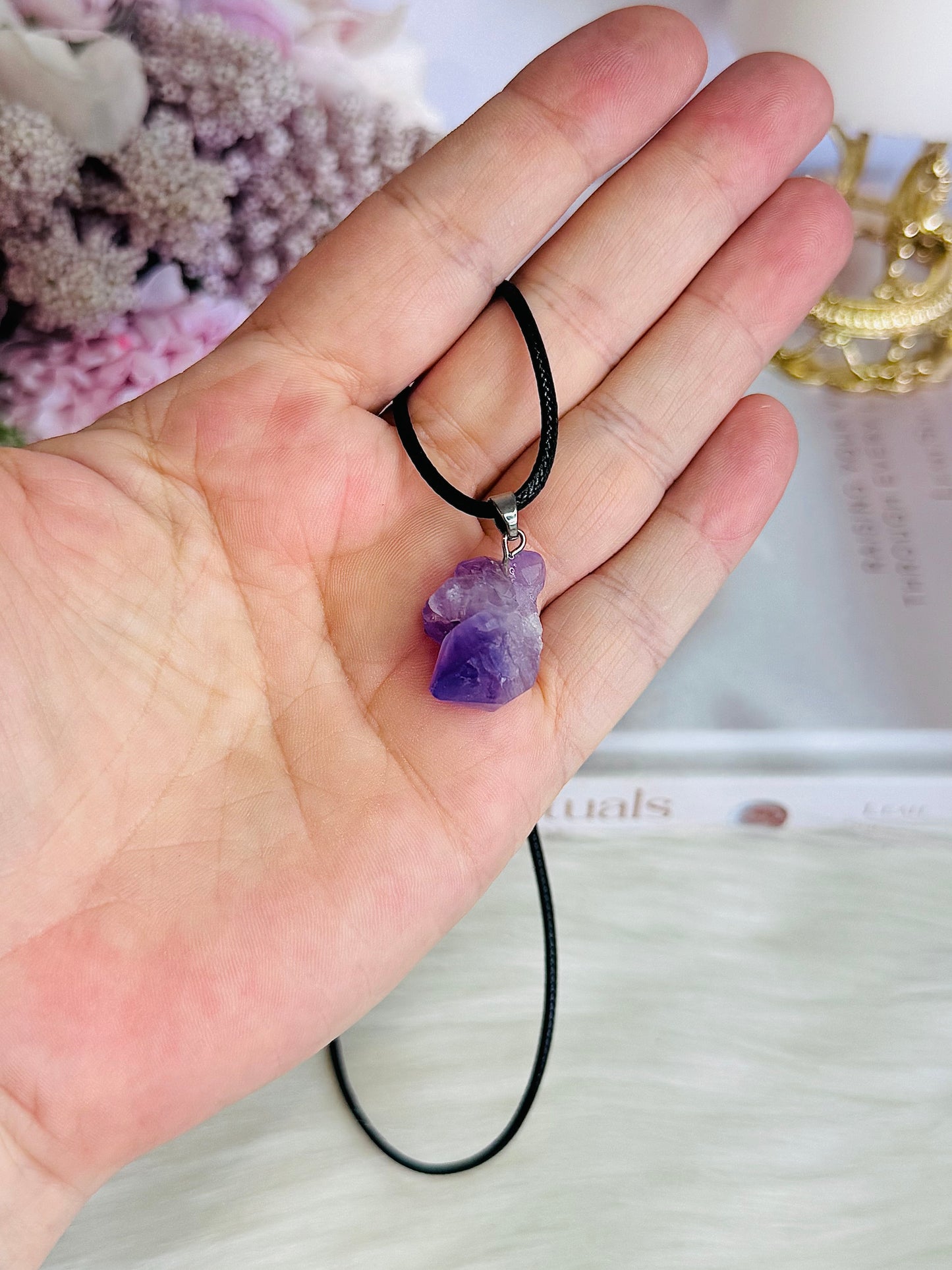 ⚜️ SALE ⚜️ ~ Raw Natural Amethyst Pendant On Necklace $15