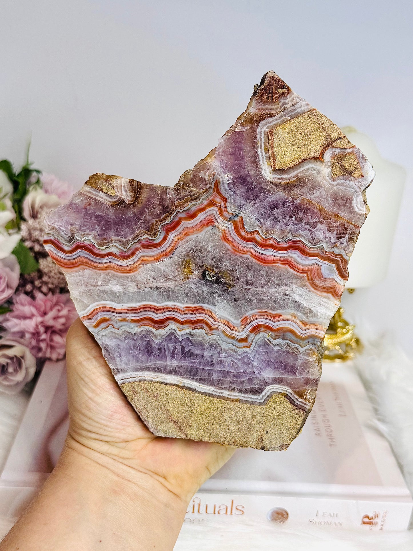 Large Natural Crazy Lace Amethyst Slab 16cm 430g