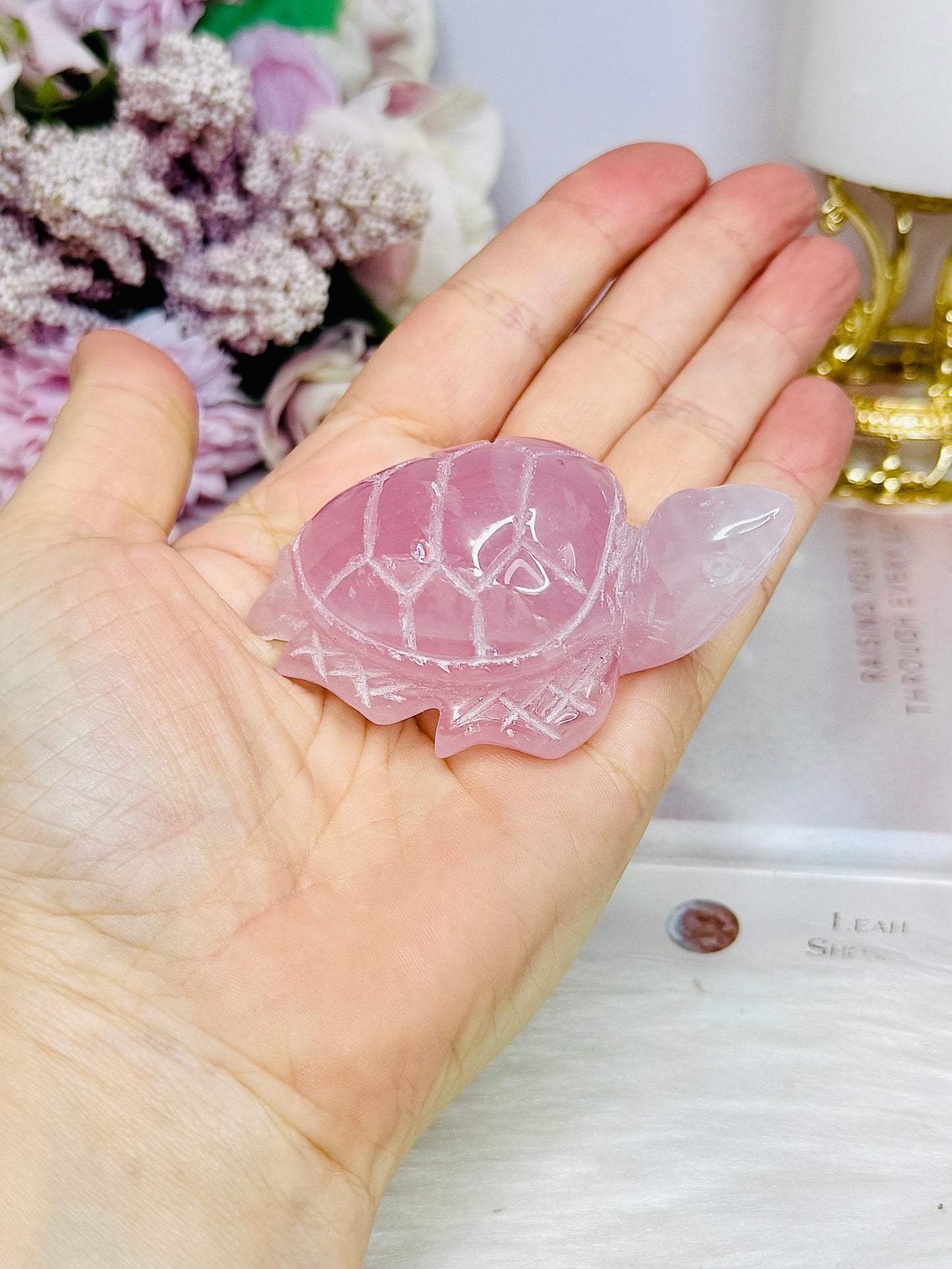 Rose Quartz Carved Turtle 7.5cm