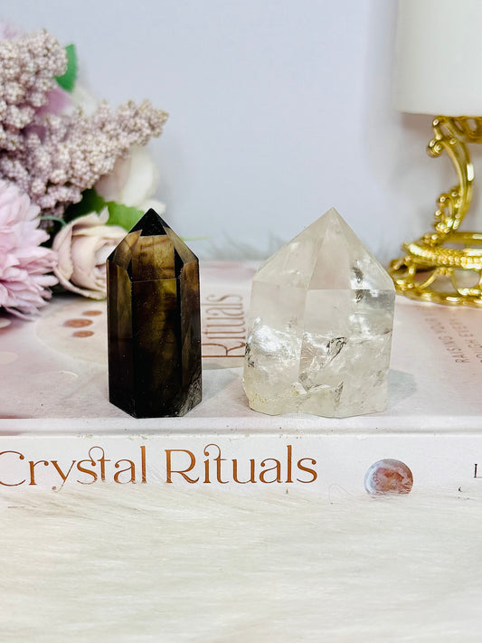 Tower Set ~ Clear Quartz & Smokey Quartz 5cm