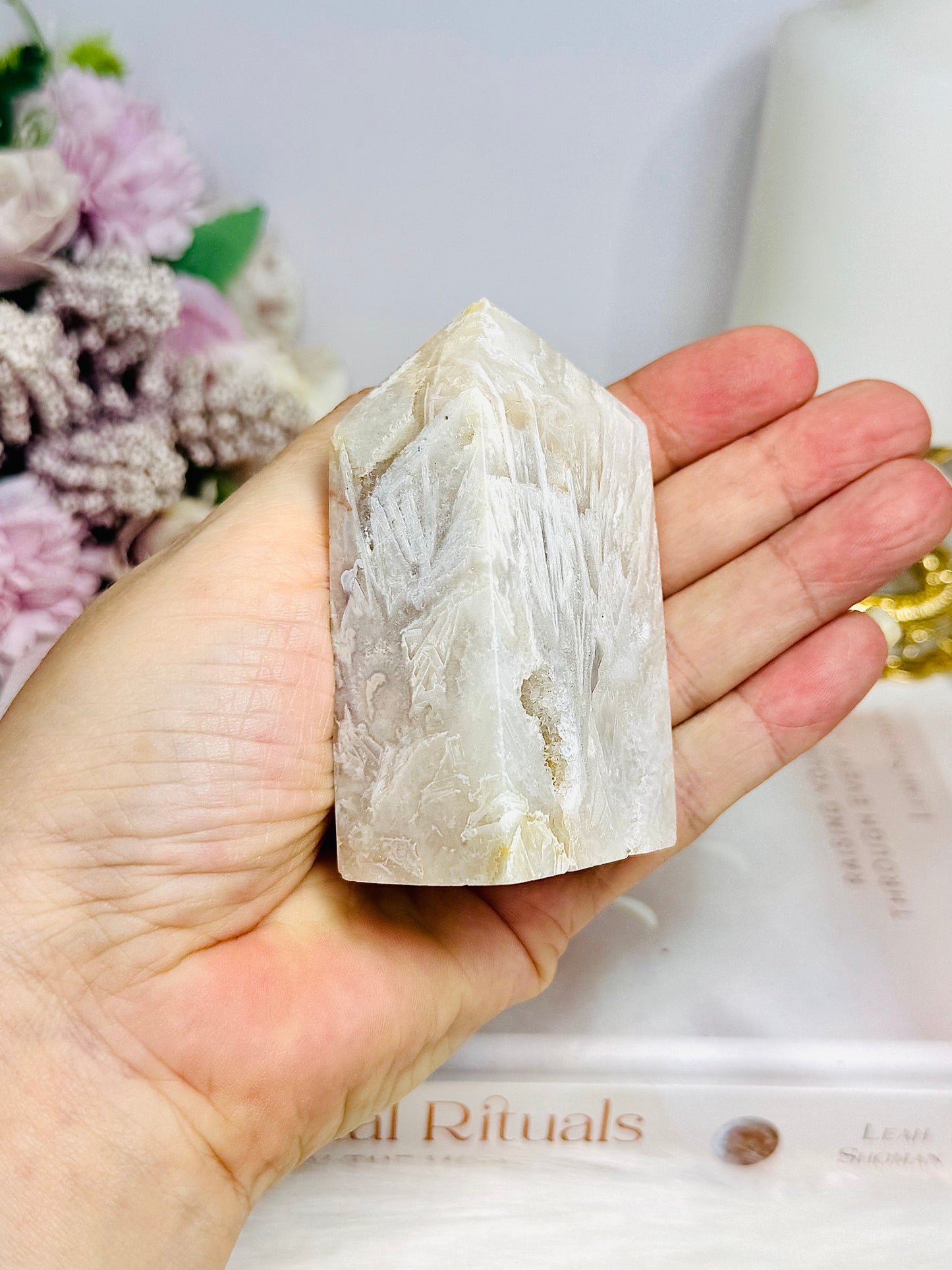 Pink Amethyst Druzy Tower with Rutile 7.5cm