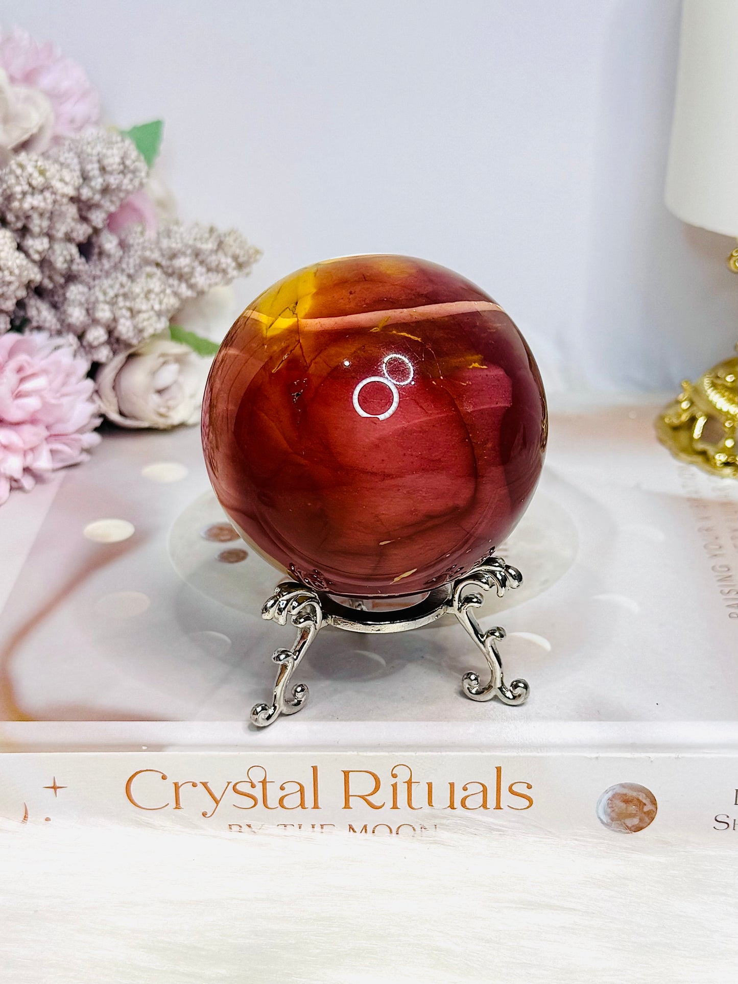 Large Mookaite Jasper Sphere on Stand 330g