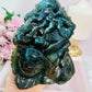 Full of Flash Huge 1.2KG 17cm Tall Labradorite Carved Sea Life With An Octopus & Turtle