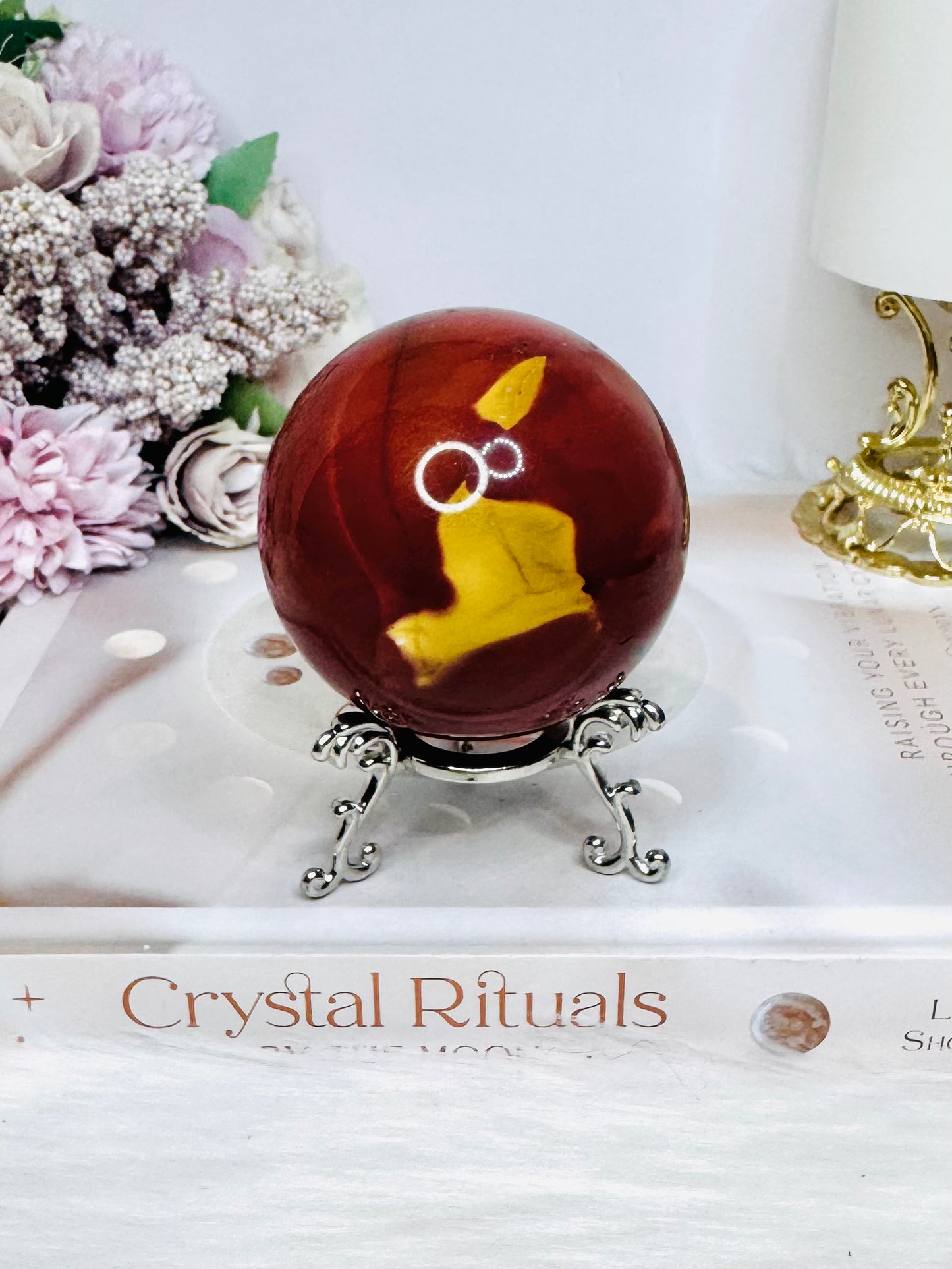 Mookaite Jasper Sphere on Stand 301g