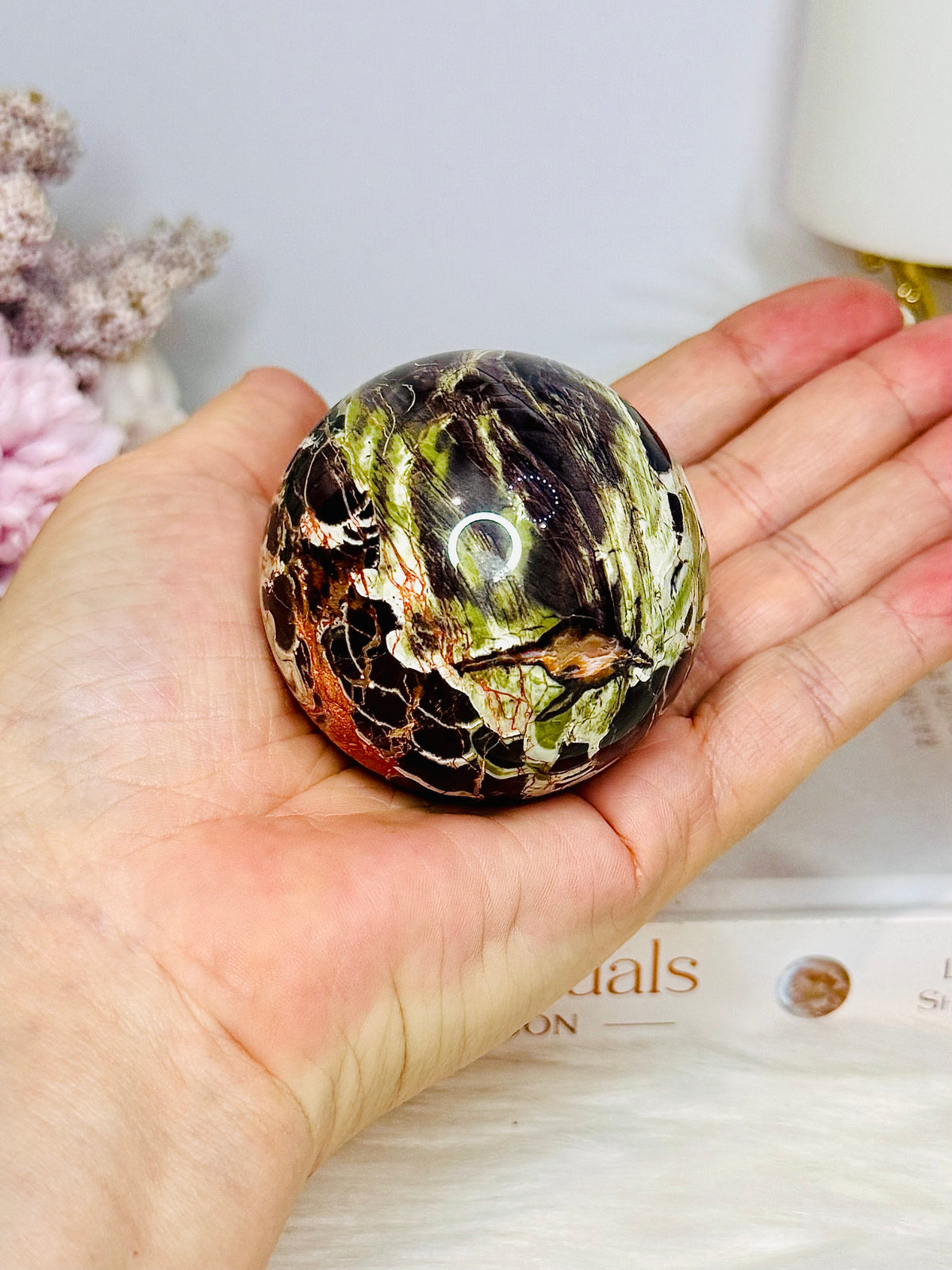 Money Agate Sphere on Stand 224g