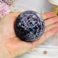 Natural Purple Fluorite X Sphalerite Druzy Sphere on Stand 306g