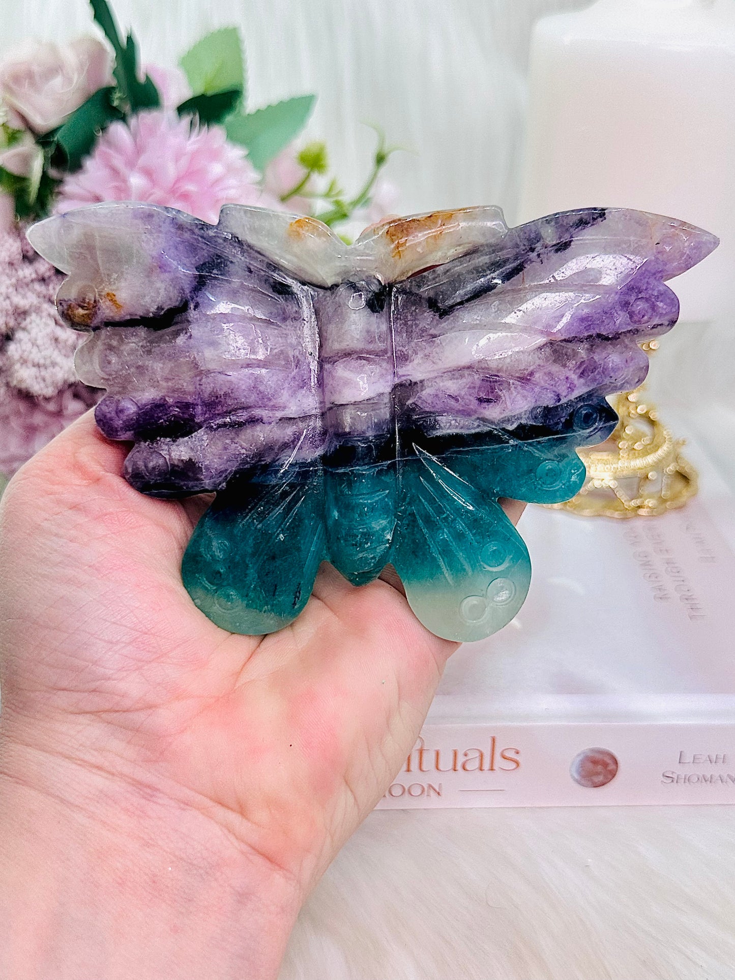 What A Beauty!! Fabulous Large 13cm Chunky Fluorite Butterfly Carving From Spain