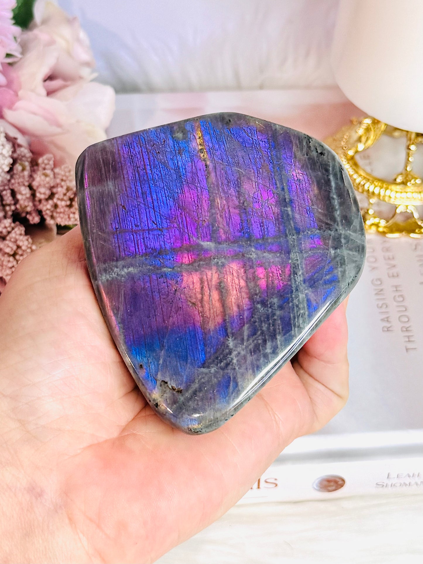 Wow!!! Gorgeous Labradorite Polished Freeform Full of Hot Pink & Purple Flash 372grams