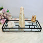 Pink Amethyst Gift Set ~ Black Mirror Tray 26cm, Large Pink Amethyst Obelisk Tower, Pink Amethyst Geode on Stand & Pink Amethyst Druzy Cube