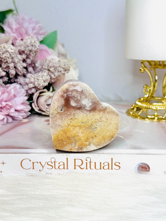 Chunky Pink Amethyst Druzy Heart 6cm