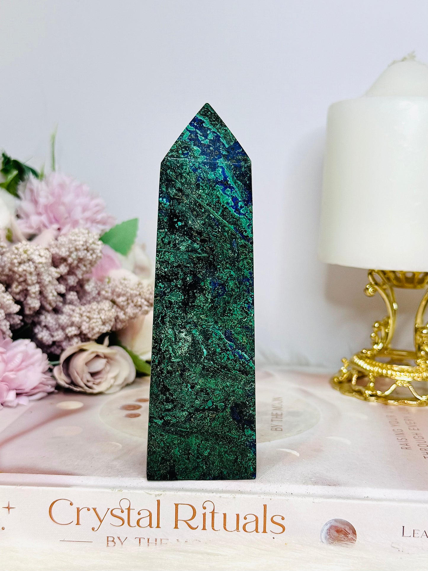 Natural Azurite Malachite Tower 13cm 280g