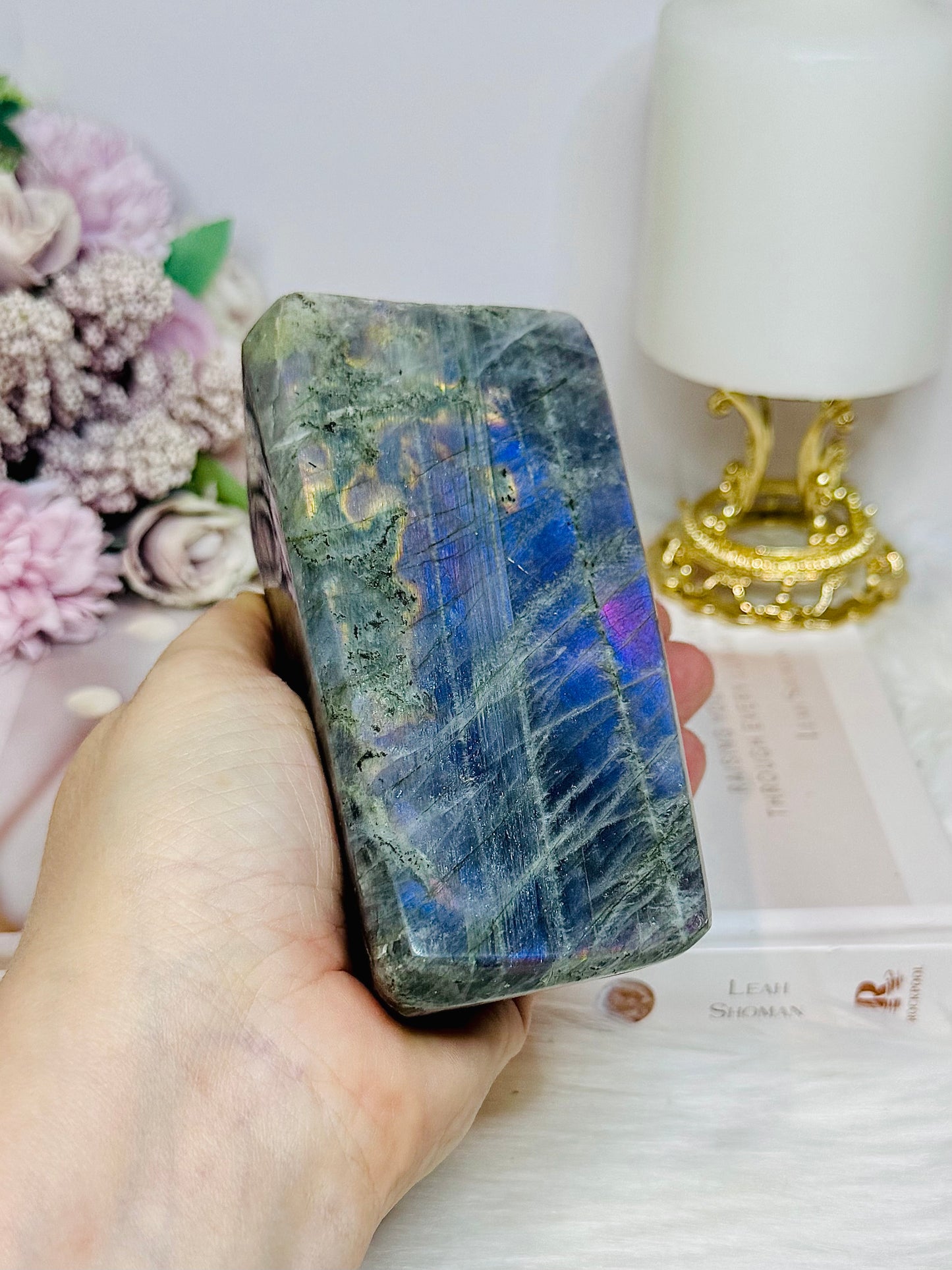 Purple Flash Labradorite Freeform 12cm 835g (flash looks blue in pics but is purple)