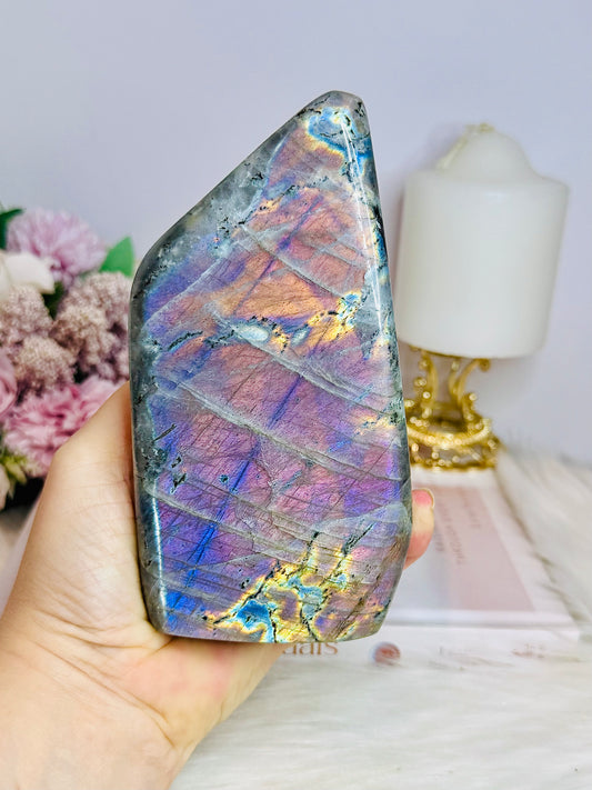Double Sided Magic ~ Large Natural Polished Labradorite Freeform Full of Flash Both Sides 15cm 756grams