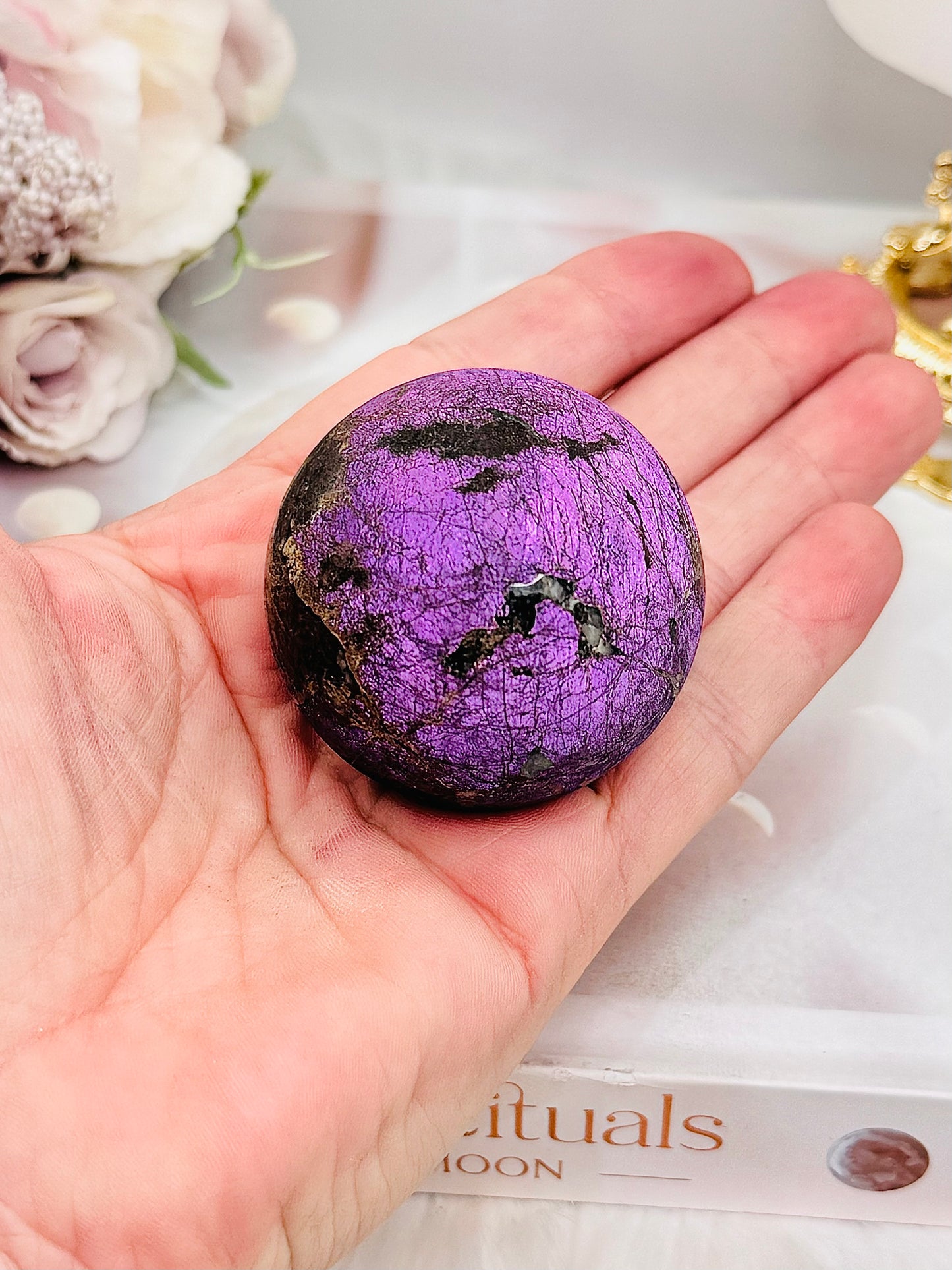 A Rare Stone ~ Stunning 173gram Flashy Purpurite Sphere On Stand