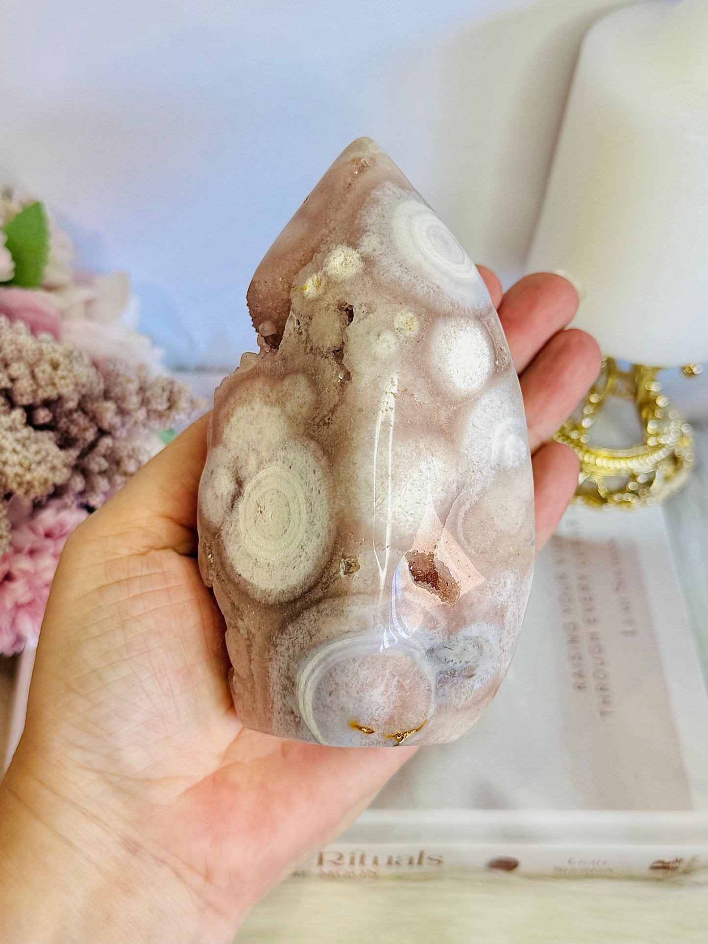 Natural Polished Pink Amethyst Druzy Freeform 12.5cm 652grams