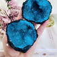 Wow!!!! Stunning Shiny Large Moroccan Geode Quartz Set (This colour is a gorgeous dyed emerald green not blue)