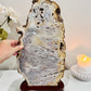 Classy & Fabulous ~ The Most Stunning Huge 46cm 4.5KG Druzy Pink Amethyst Slab | Platter Full of Crystallisation & Rutile Formation Absolutely Stunning (Timber stand is removable)