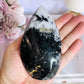 Incredible Large Natural Black Tourmaline In Quartz Carved Flame | Freeform 11.5cm