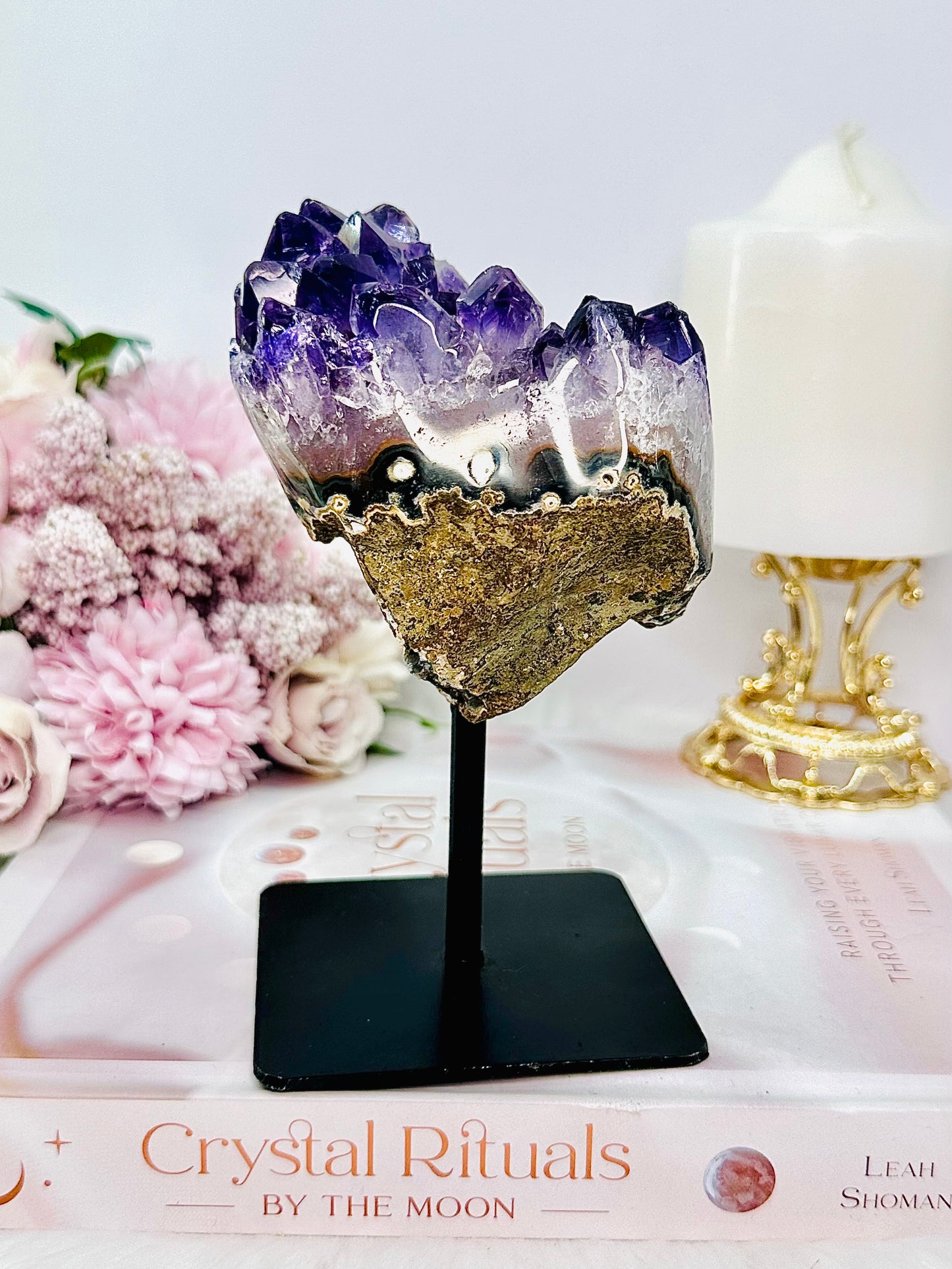 Absolutely Gorgeous High Grade Deep Purple Amethyst Cluster on Stand From Brazil 546grams
