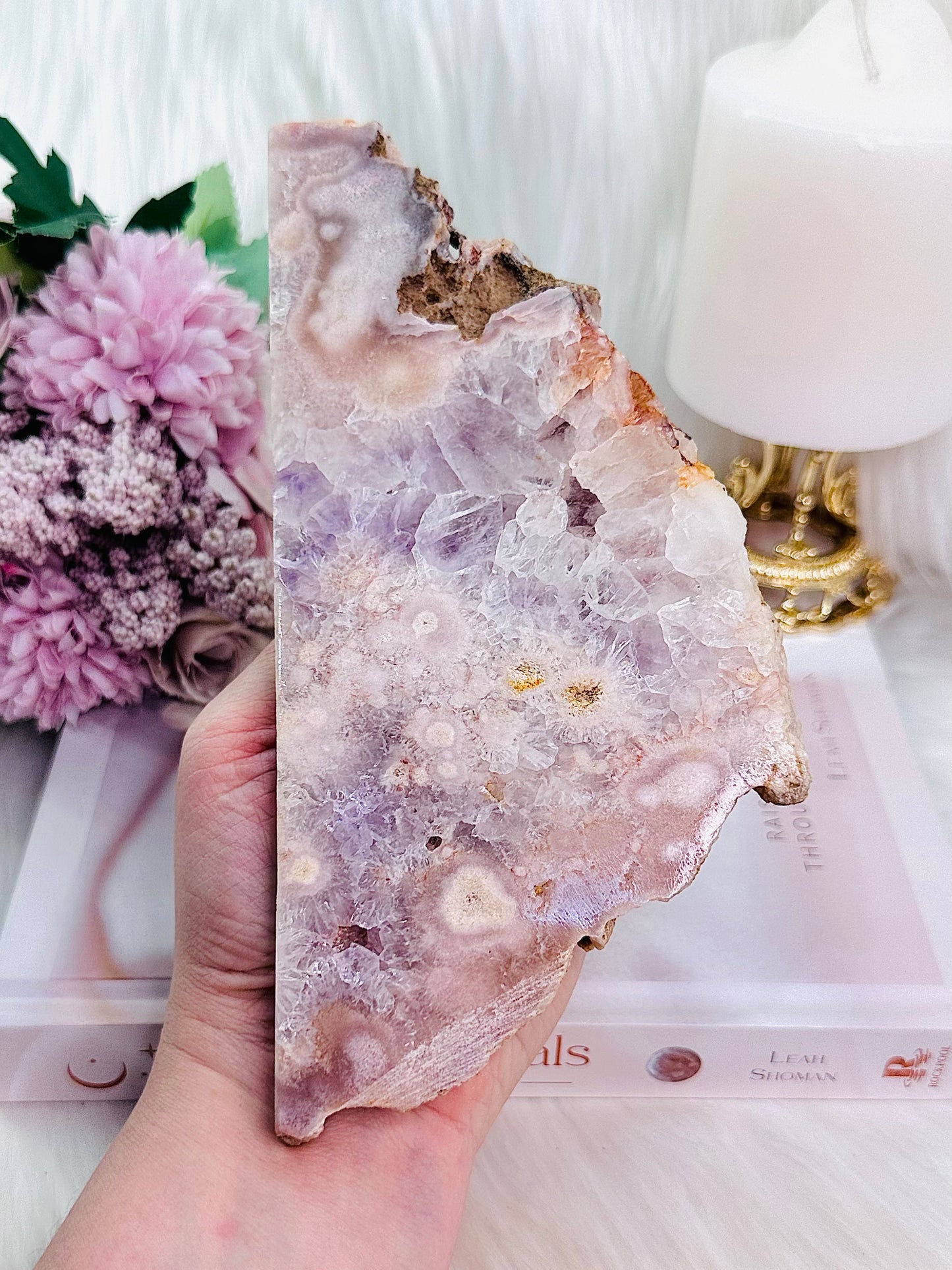 Wow! Super Gorgeous Large 18cm Druzy Pink Amethyst Slab From Brazil