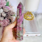 Stunning Natural Pink Tourmaline Carved Tower 15cm