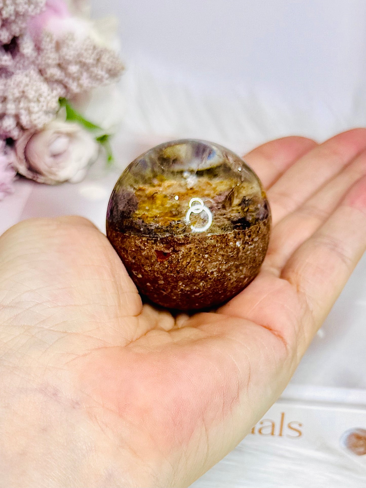 High Grade Garden Phantom Quartz | Lodolite Sphere on Stand 106g