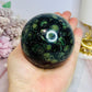 Large Green Kambaba Jasper Sphere on Stand 486g
