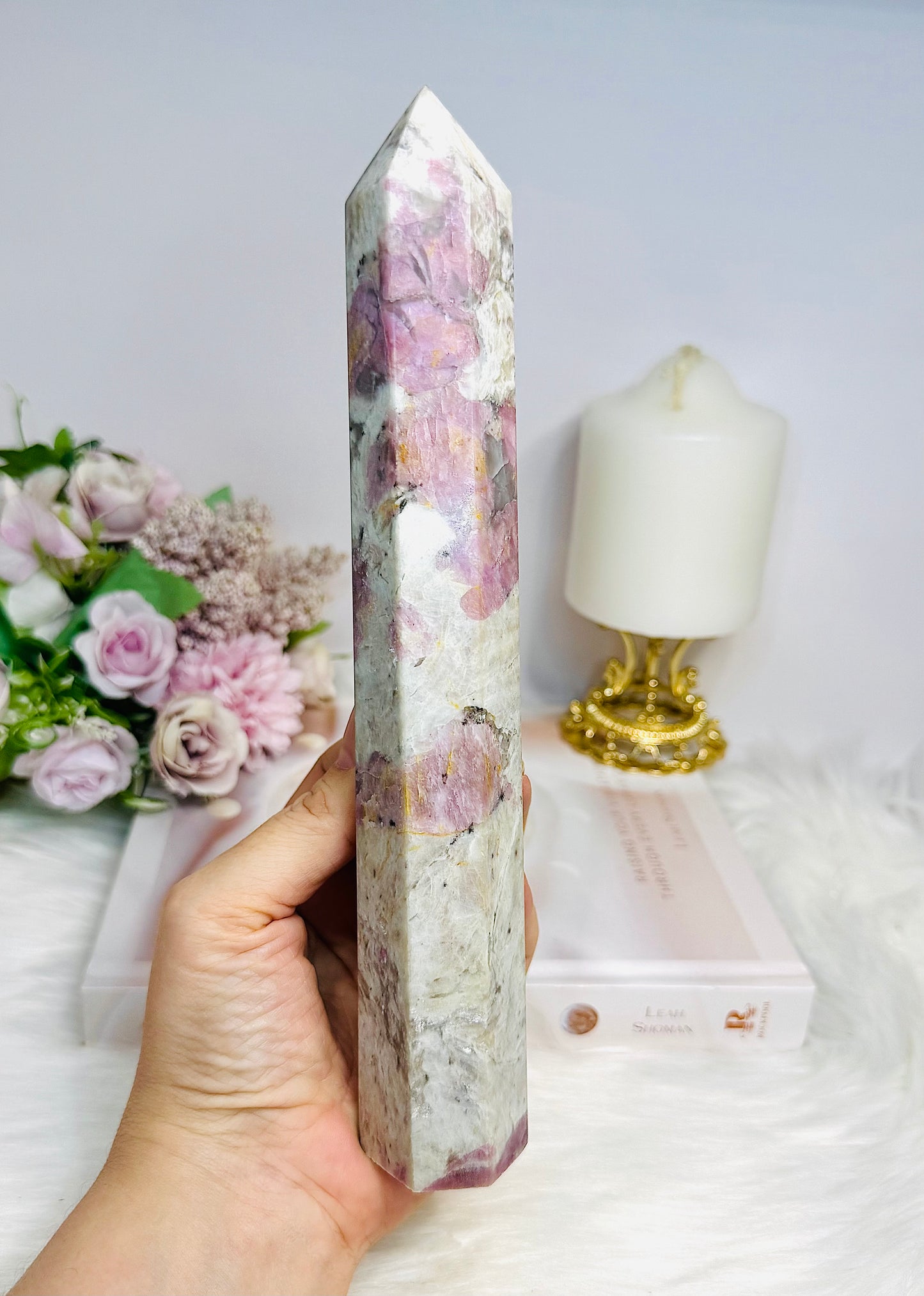 Large Pink Tourmaline Tower 23cm