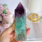 Stunning High Grade Watermelon Fluorite Chunky Tower with Rainbows 13cm