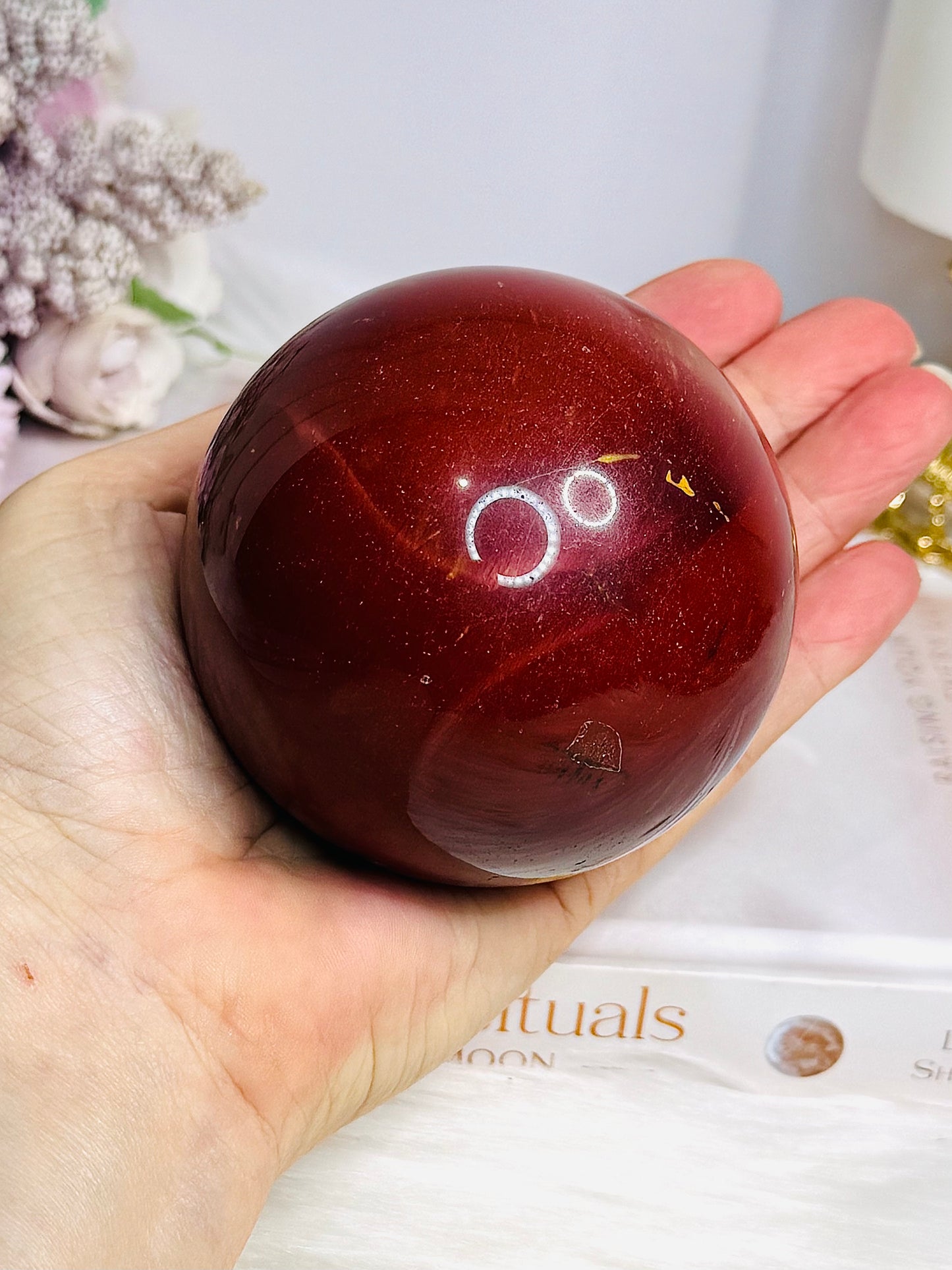 Large Mookaite Jasper Sphere on Stand 604g