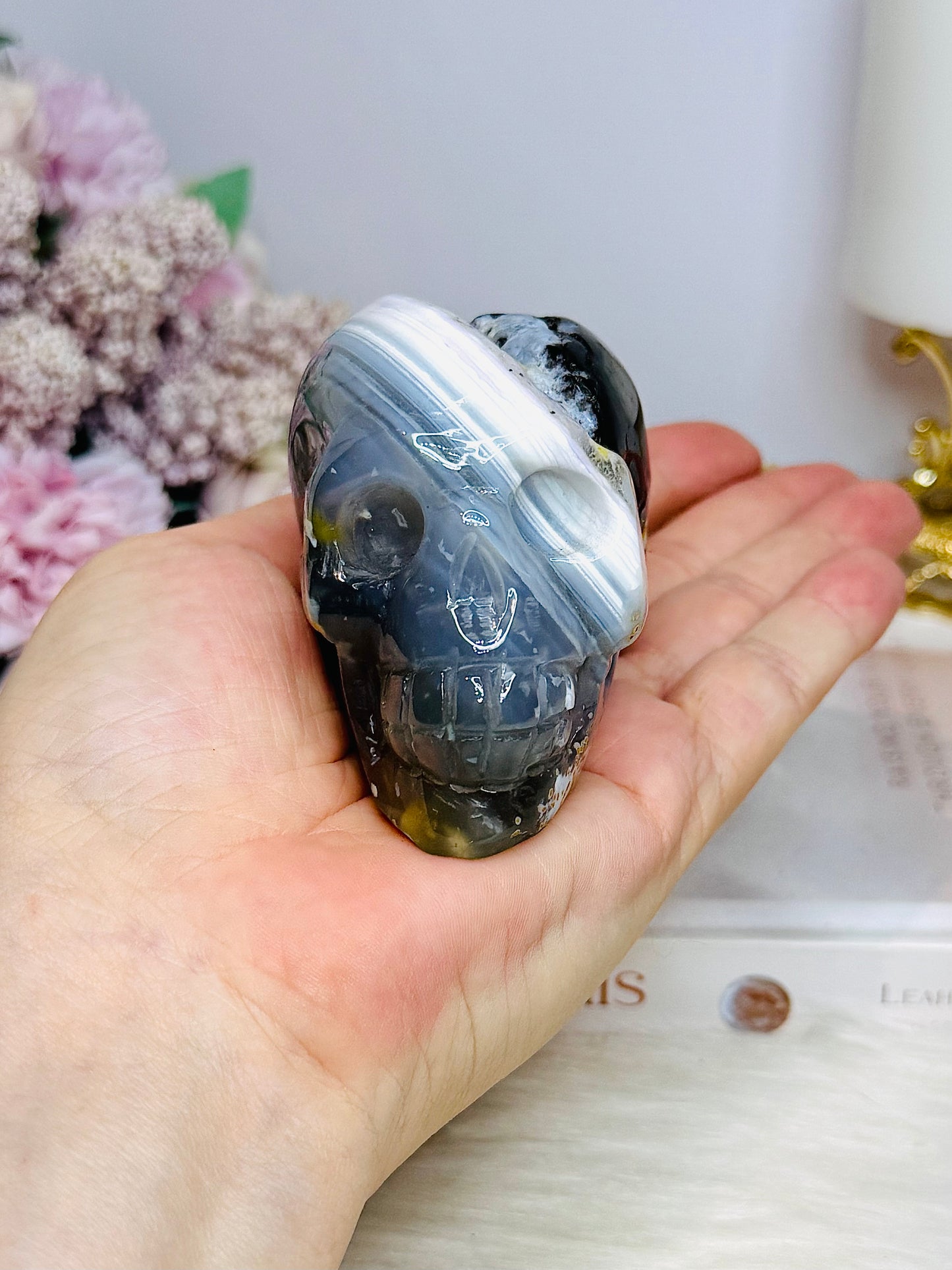 Druzy Rare Combination Agate Carved Skull 8cm 308g