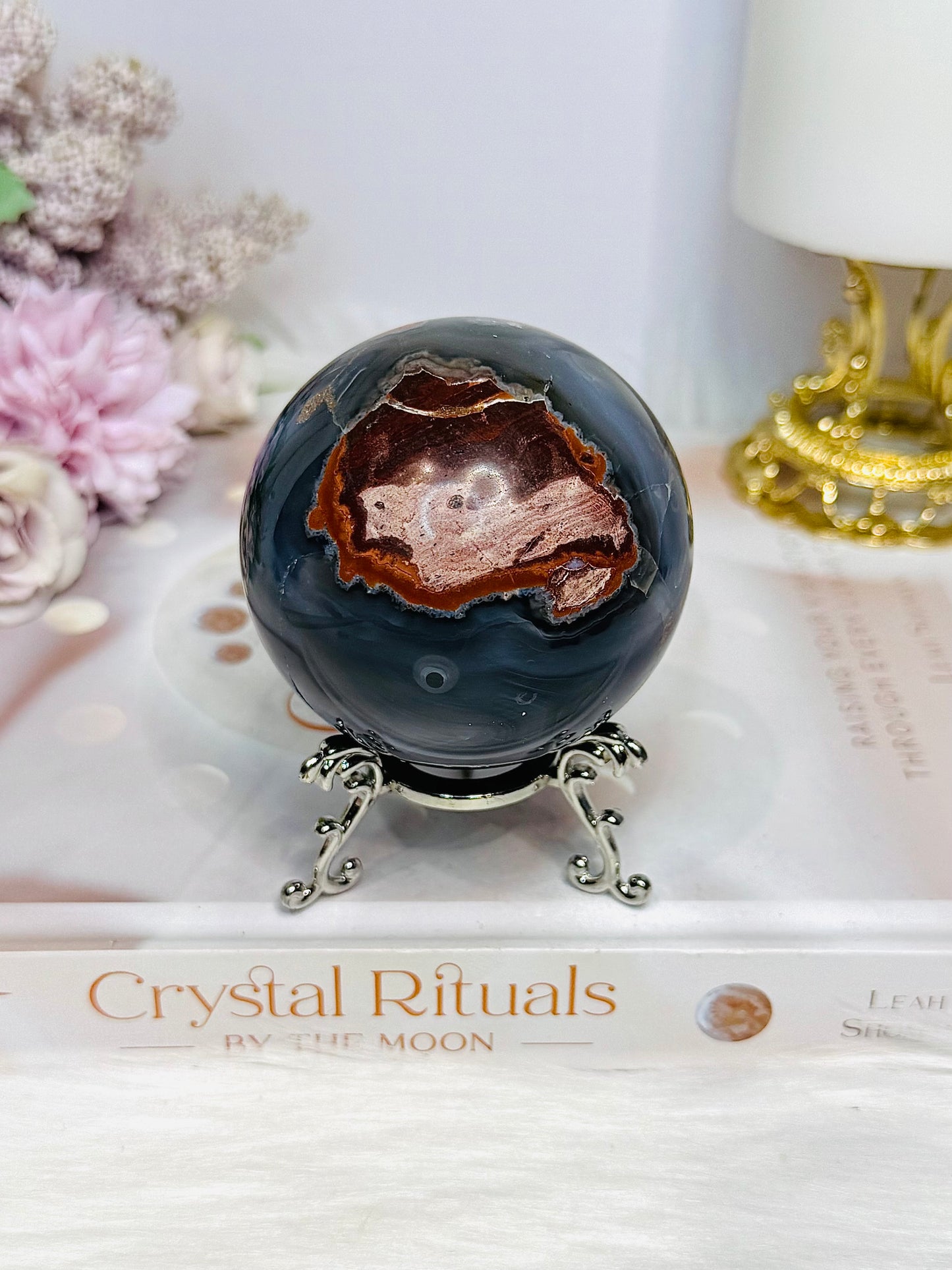 Volcano | Football Agate Sphere On Stand 338g