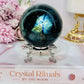 Gorgeous Large 439gram Labradorite Sphere On Stand with Stunning Blue Flash