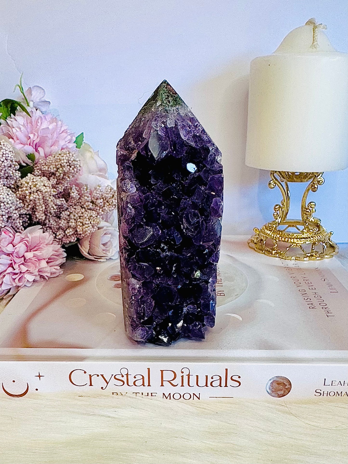 Wow!!! Classy & Fabulous High Grade Deep Purple Druzy Amethyst Cluster Tower 12cm From Brazil