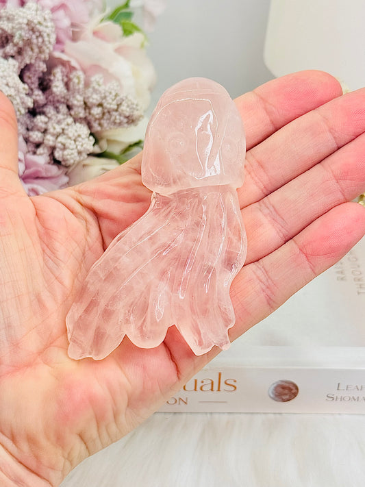 Rose Quartz Carved Octopus 9cm