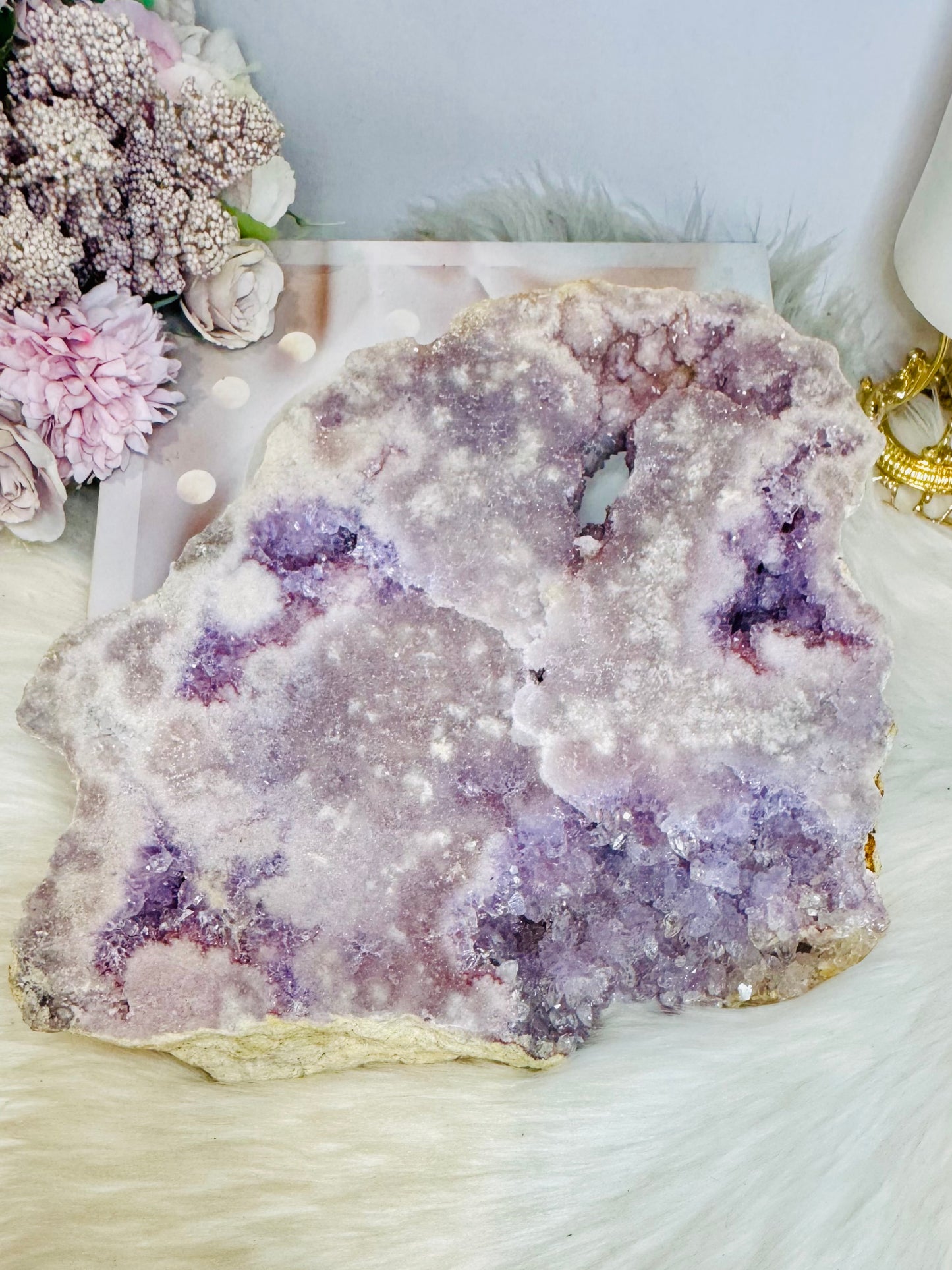 High Grade Pink Amethyst Large Druzy Slab 21.5cm 2.4KG