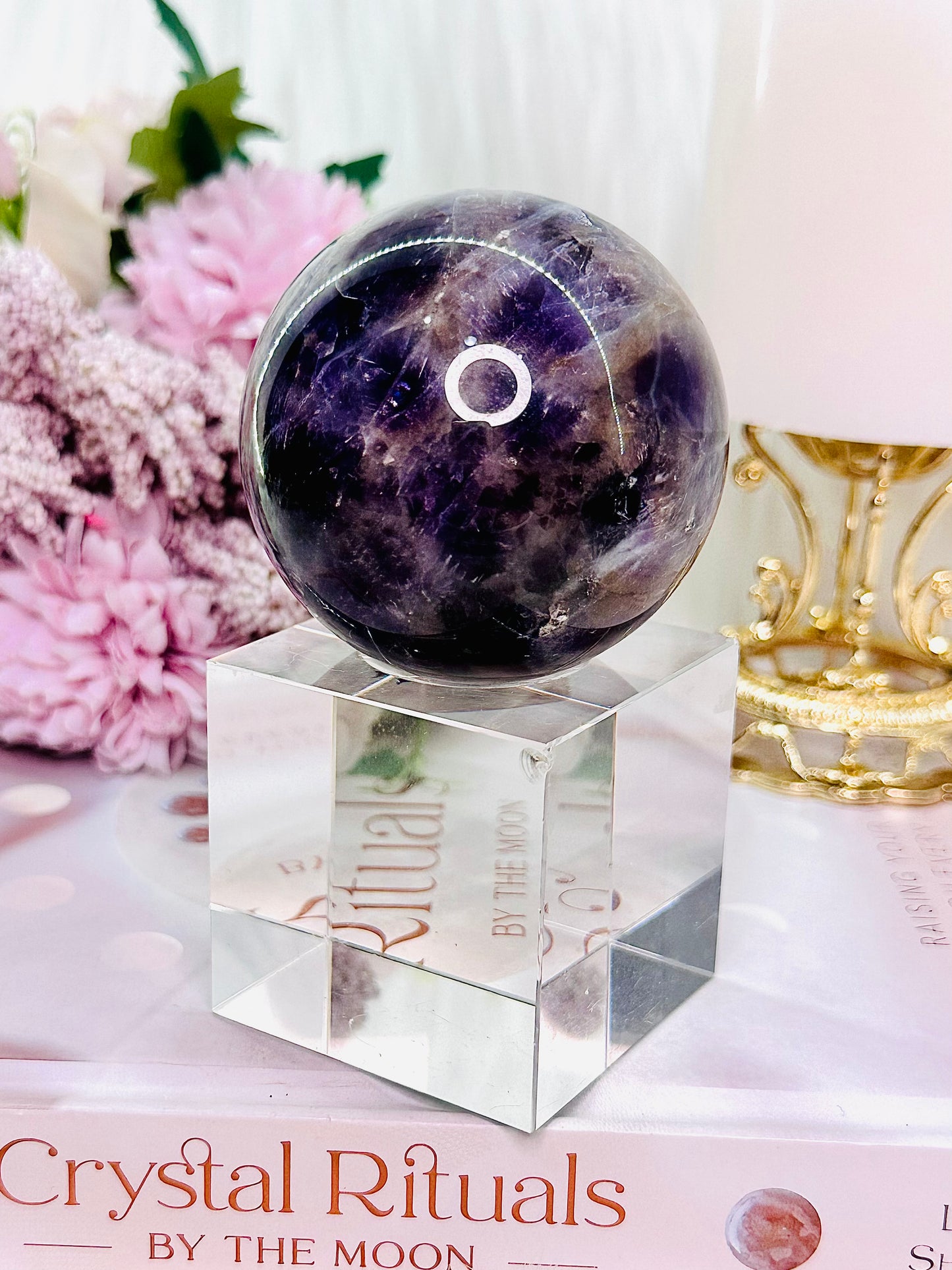 Peace & Tranquility ~ Gorgeous Amethyst Sphere 299grams From Brazil On Stand (Glass stand in pic is display only)