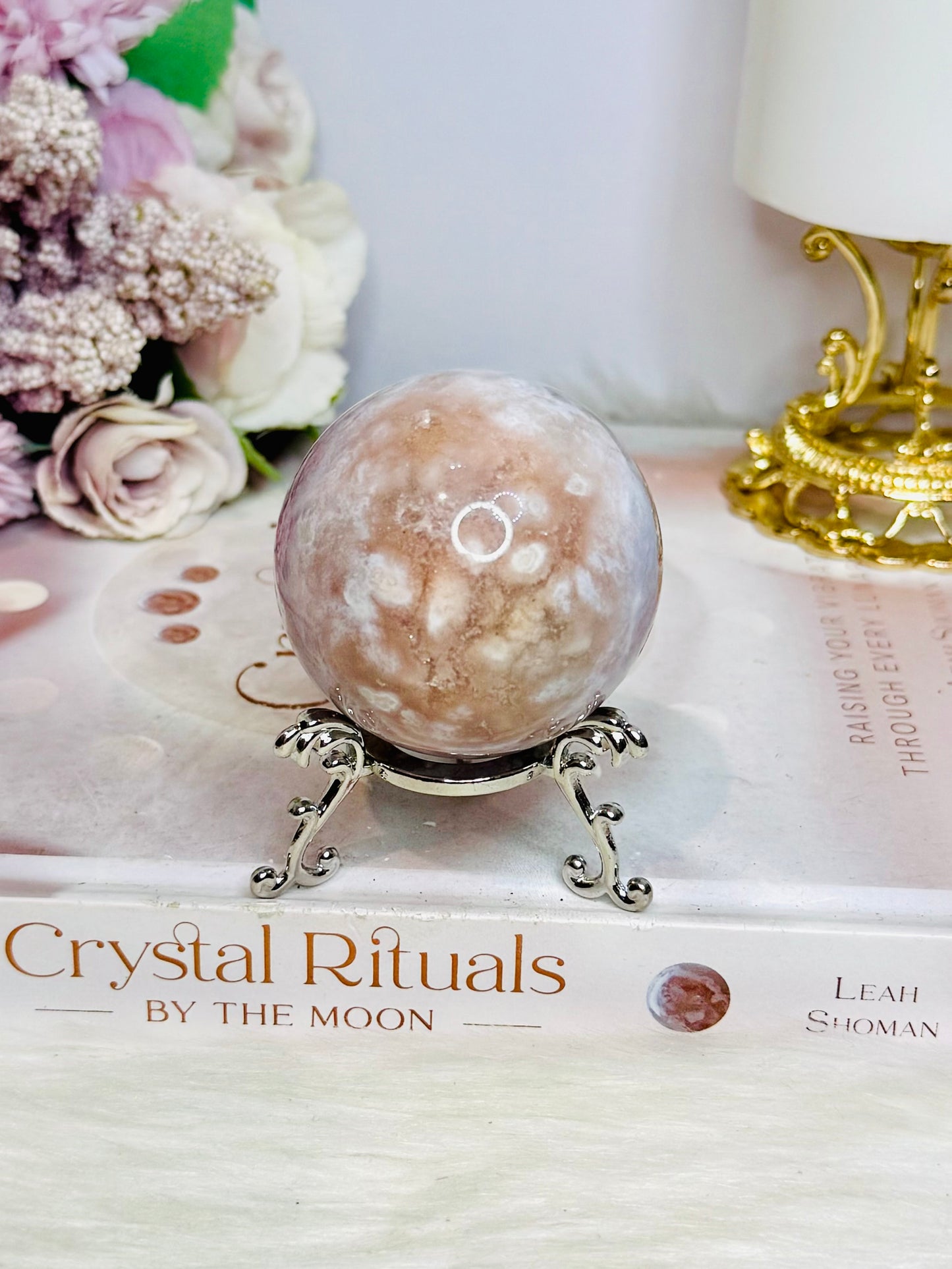 Druzy Flower Agate Sphere on Stand 172g